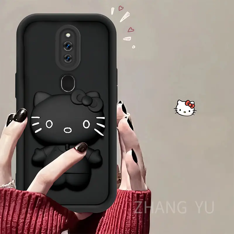 Ốp Điện Thoại Oppo F11 Pro Và F11, Ốp Điện Thoại TPU Mới, Thích Hợp Cho Giá Chân Đế Hình Mèo Dễ Thương, Có Nắp Ống Kính Toàn Bộ, Ốp Mềm 1