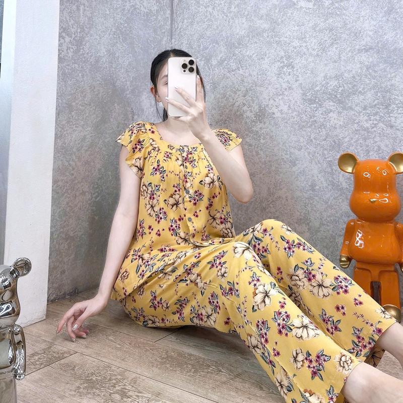 Product Introduction of Đồ bộ tole lanh nữ mặc nhà quần dài, áo tay ngắn cài nút, cổ vuông F21 VNXK SHOP5SAO (43-75kg)_Link 3 Women 18