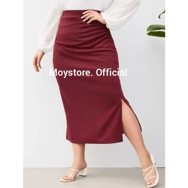 Rok Midi Belah Samping Kerja Formal Santai Span Wanita Hitam Panjang Pendek Pink Putih Scuba Variasi Mini 2