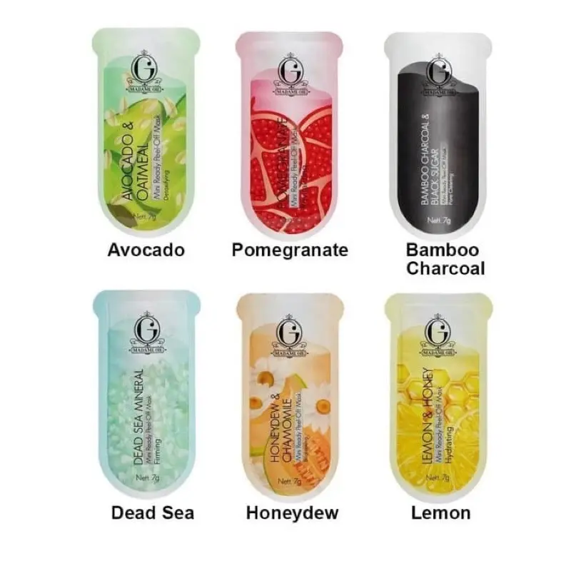 Madame Gie Mini Ready Peel Off Mask Masker Wajah Semua Jenis Kulit Kontrol Minyak Hidrasi Bebas Alkohol Alpukat Gula Black Kusam Mencerahkan Lemon Madu Avocado
