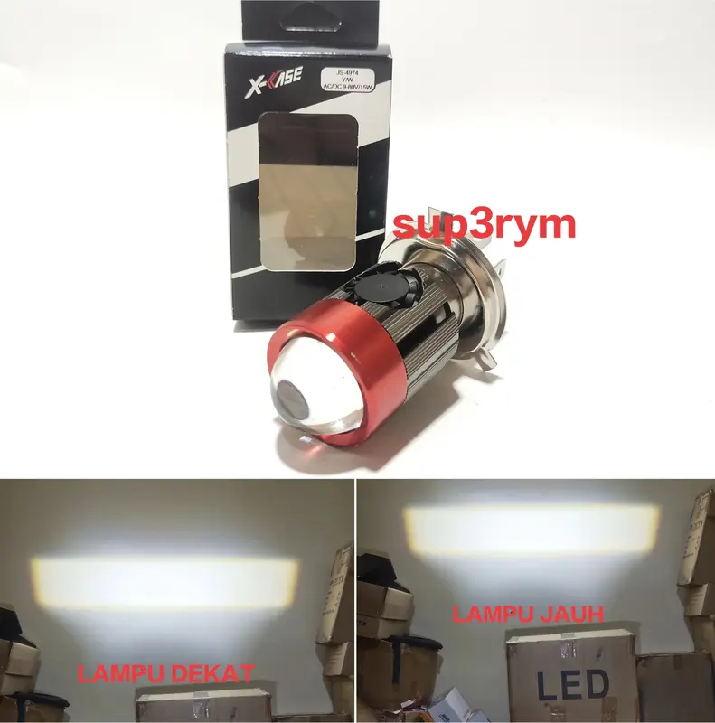 lampu utama LED x-case Laser Kipas H4 Projector premium Super terang Putih Putih AC DC 1