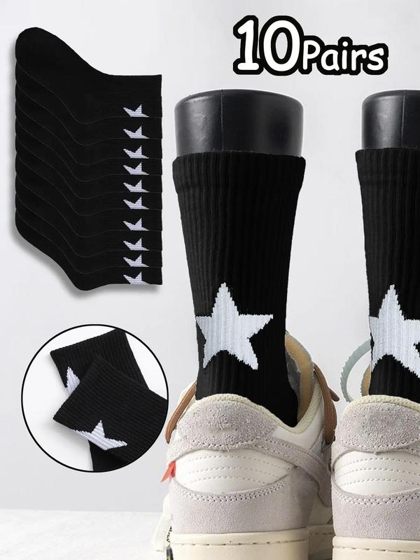 Unisex Star Print Over The Calf Socks, Casual Comfy Breathable Socks for Daily Wear, Men's Socks for All Seasons 3