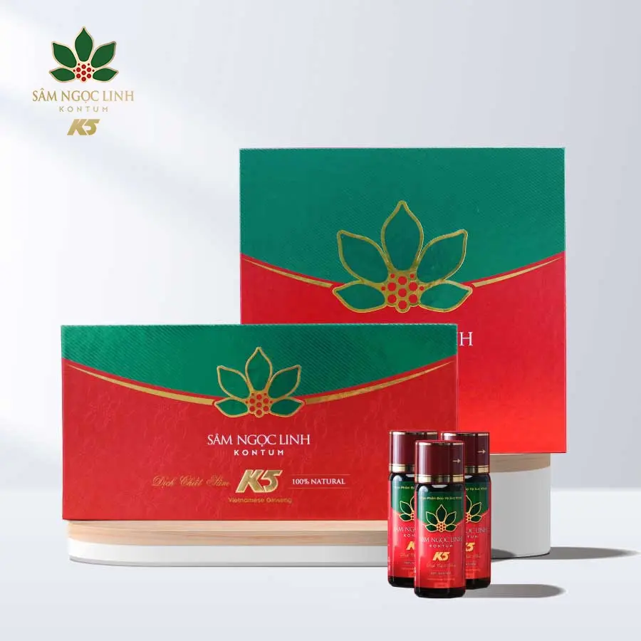 Dịch Chiết Sâm Ngọc Linh Kon Tum K5 Hộp 10 Chai (Chai 50Ml)
