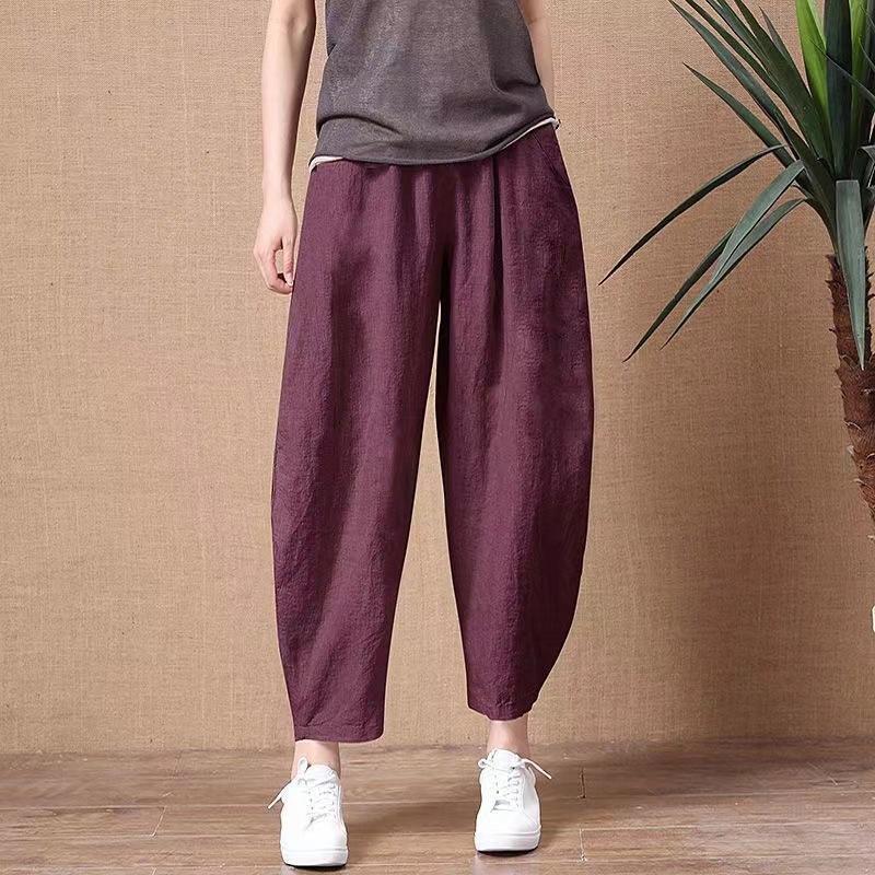 Quần Ống Rộng, Cỡ Nhỏ Và Cỡ Lớn, Dành Cho Nam Và Nữ, Chất Liệu Vải Lanh Và Cotton, Dáng Rộng Vừa Vặn, Dễ Phối Đồ, Dài Đến Mắt Cá Chân, Quần Thường Ngày Thích Hợp Mặc Ngoài Trời, Hàng Mới Về Mùa Hè 2024 Menswear Pants 6