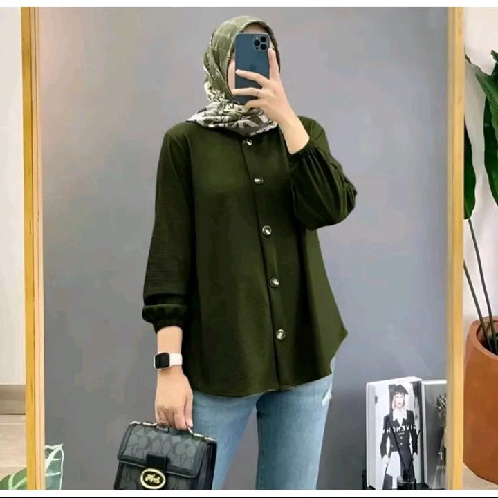 Baju Atasan Wanita Terbaru lengan karet Crinkle airflo 6
