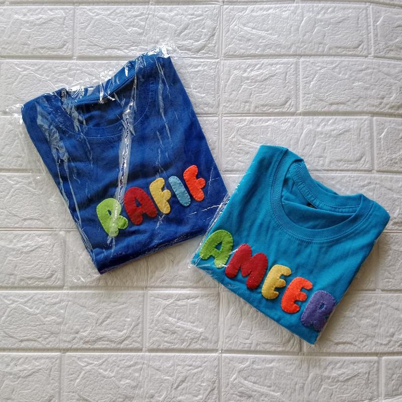Product Introduction of kaos nama anak bahan Katun kombad adem untuk anak laki-laki dan perempuan usia 0-13 tahun lengan pendek 7