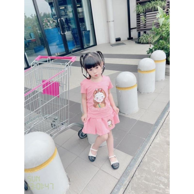 Sét bộ cotton cho bé gái, quần kiểu giả váy thời trang 1