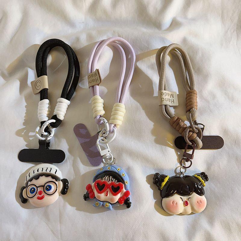 Mũ Trắng Kính, Thiết Kế Ins Vui Nhộn, Dành Cho Bé Gái, Có Thể Dùng Làm Mặt Dây Chuyền Điện Thoại Di Động, Máy Ảnh, Dây Bện, Dây Đeo Ngắn, Đồ Trang Trí Thông Dụng Phone