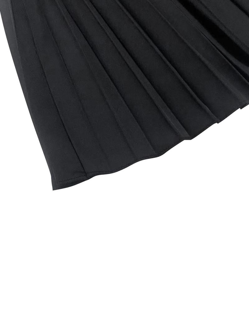 Product Introduction of Women's Solid Color Pleated Tight-fitting Dress, Elegant Long Sleeve Round Neck Dress for Party Holiday Wedding Guest, Ladies Spring & Fall Clothes 6