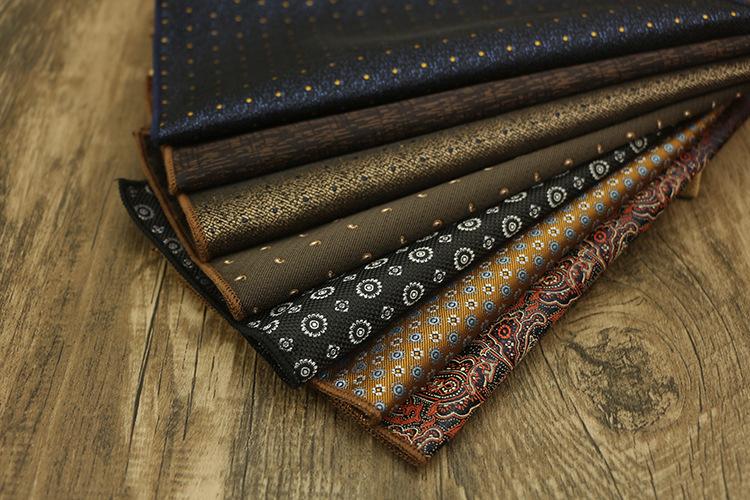 Product Introduction of 23cm Classic Retro Light Gold Champagne Coffee Pocket Square Cashew Pattern Jacquard Handkerchief Accessories for Men Business Gift Suit Banquet Wedding 10