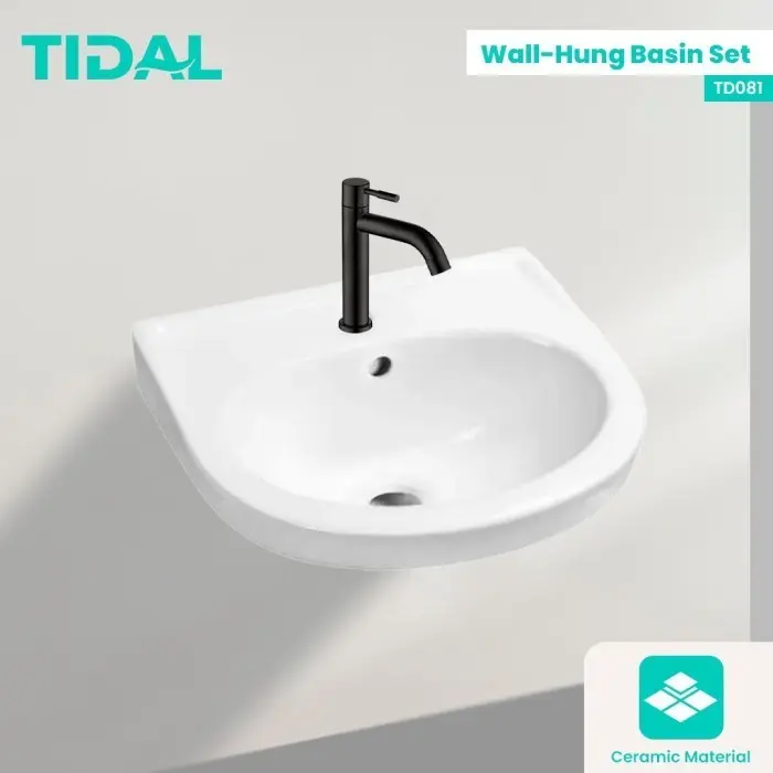 Set Wastafel Keramik Gantung Tembok Tidal TD081 Minimalis