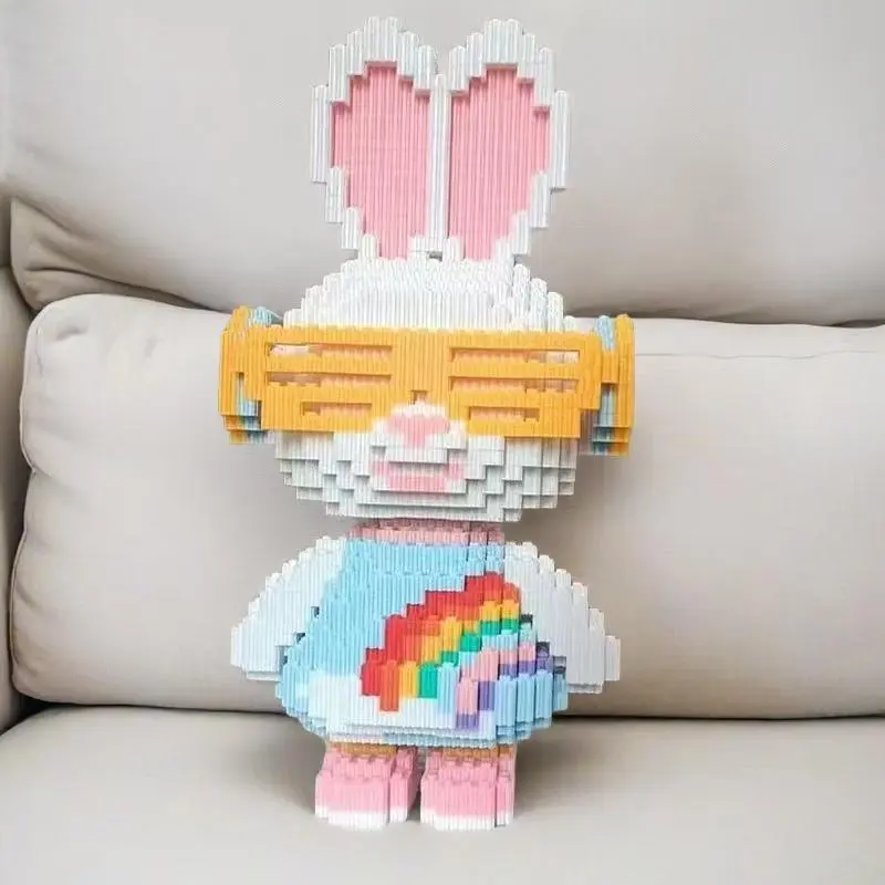 Rabbit Design Building Blocks Toy, 5010pcs Cute Animal Assembly Models, Creative Desktop Decoration for Home Office 4