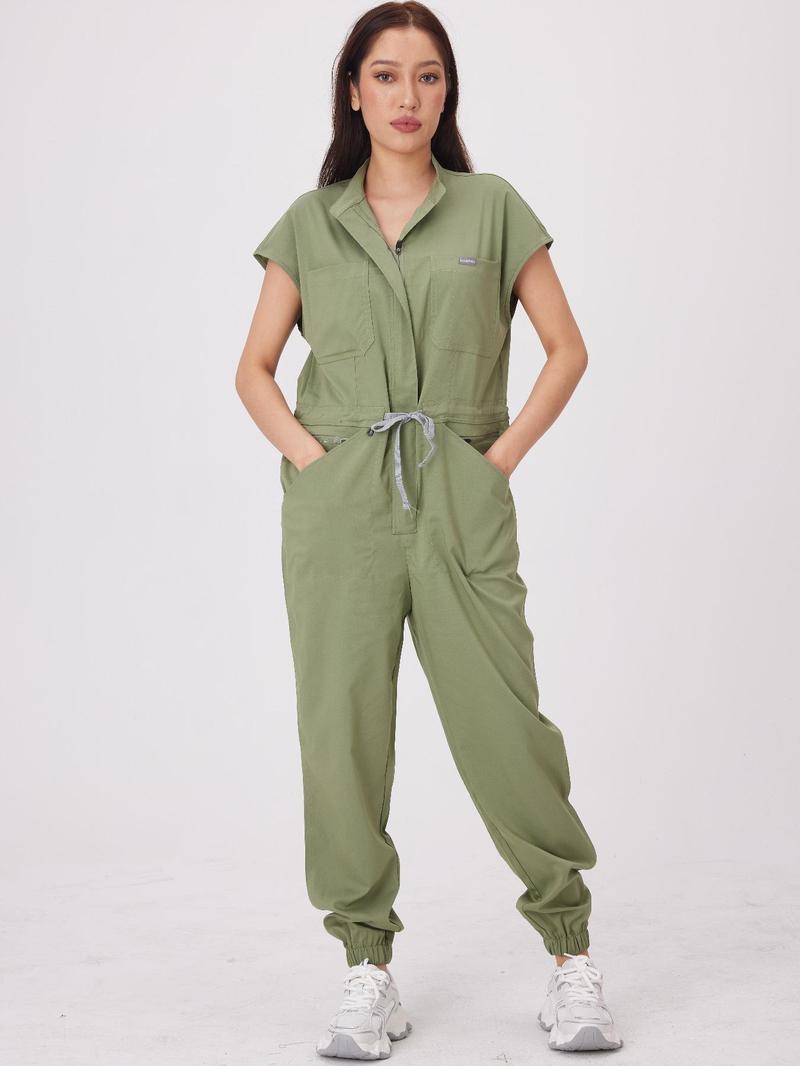 Product Introduction of Women's Letter Patch Jumpsuit, Casual Comfy Pocket Jumpsuit for Work, Ladies Workwear for All Seasons, Cargo Jumpsuit 7