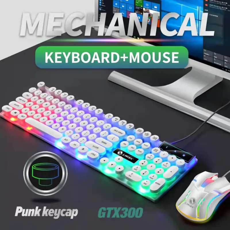 G12 Keyboard Gaming Set Gaming Mouse Keyboard Mechanical With RGB LED Waterproof For Pc keyboard hp Button Computer Peralatan 4