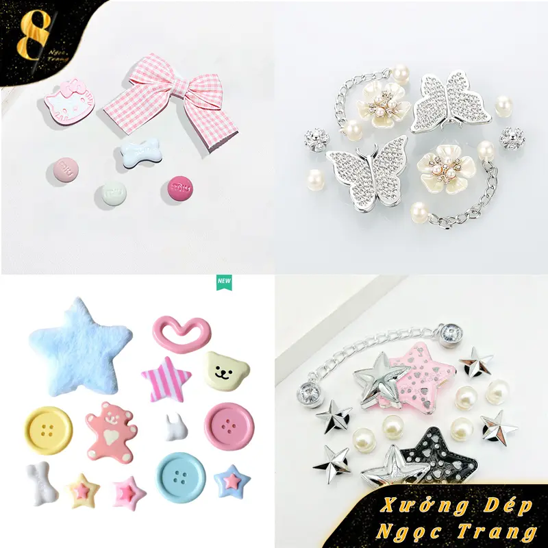 Lẻ charm sticker xinh xắn gắn dép crosrs theo bộ gắn được 1 đôi