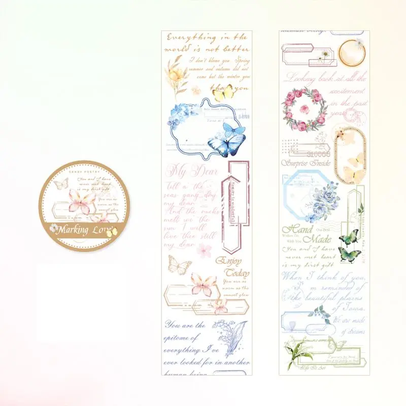 Cute Watercolor Flower & Girl Pattern Washi Tape, Waterproof Self Adhesive Decorative Sticker, DIY Decorative Supplies for Scrapbooking & Journal Making and Gift Wrapping 7