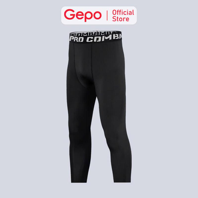 GEPO Quần Giữ Nhiệt Quần Lửng Nam Màu Đen Chuyên Tập Gym Chạy Bộ Đá Bóng