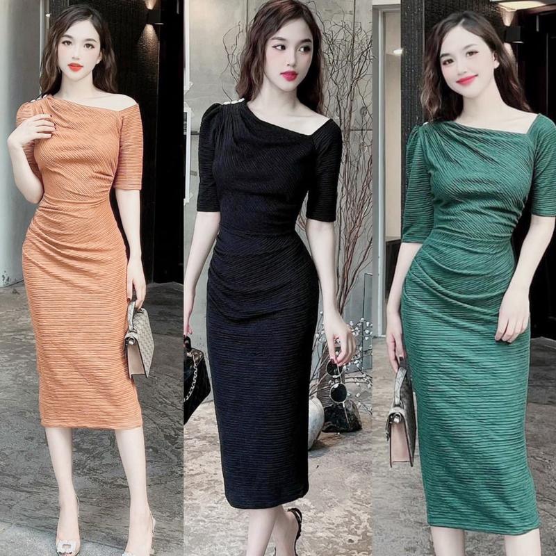 Đầm Bigsize thun Xốp Nhật Dáng Dài Body Siêu Co Giãn Xinh Đẹp Thiết Kế Thời Trang Bigsize Đẹp Sang Chảnh Feesize 50-95kg Ennhocobigsize Nữ Đen Dress Xanh - 2073