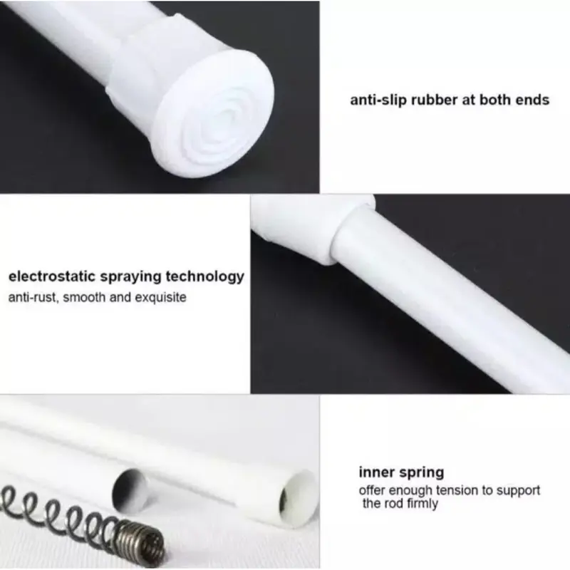 TIANG GORDEN HORDENG PIPA FLEXIBEL TANPA PAKU / GANTUNGAN TIRAI KAMAR MANDI SHOWER CURTAIN ROD 5