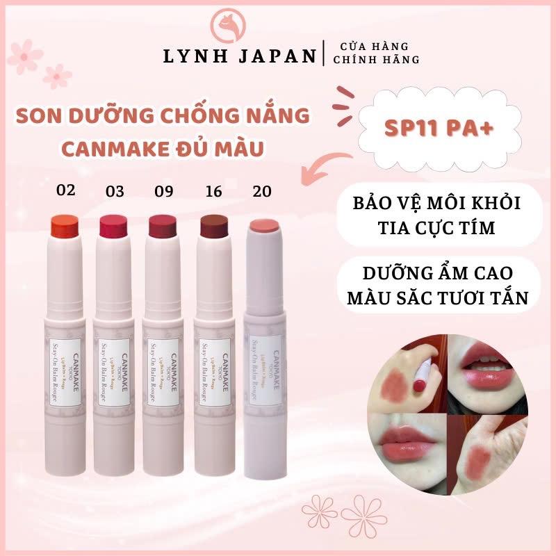 Son dưỡng chống nắng mềm môi có màu Canmake Stay On Balm Nhật Bản