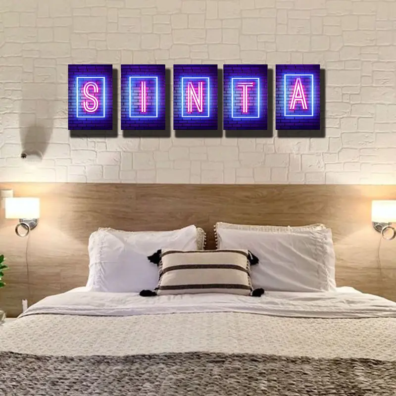 Hiasan Dinding Kustom Nama Alfabet Huruf Neon Font Pajangan Kayu Dekorasi Kamar Tidur Rumah 2