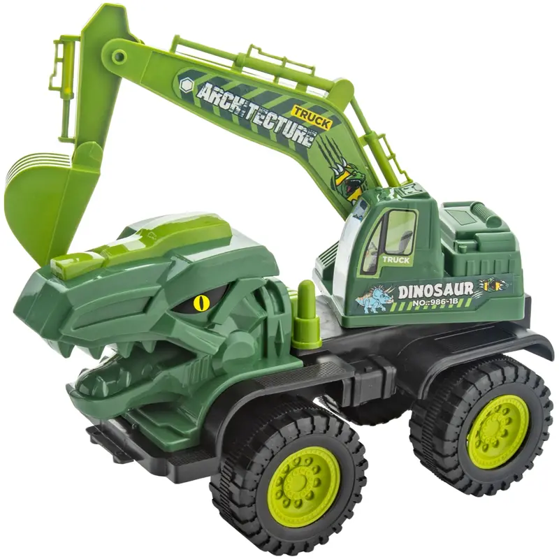 Máy xúc khủng long cho trẻ em, đồ chơi xe kỹ thuật quá khổ 37cm, Xanh Lá , Overlord Triceratops, vận chuyển nhanh 4