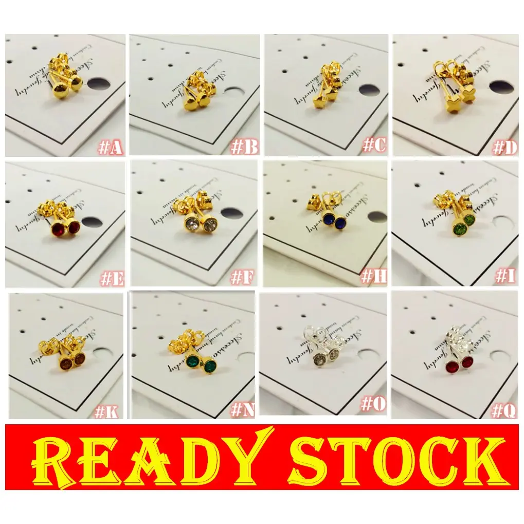 C-3 Gold-plated Earring Subang Tindik  Subang pelajar Subang Tindik celup emas