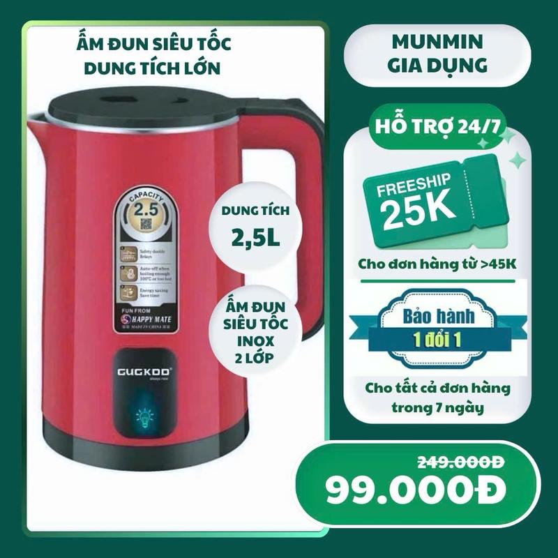 ẤM ĐIỆN SIÊU TỐC DUNG TÍCH LỚN 2 LỚP CÁCH NHIỆT Đun Nước Ấm Đun Bình Đun Nước Ấm Siêu Tốc Đun Siêu Tốc Inox