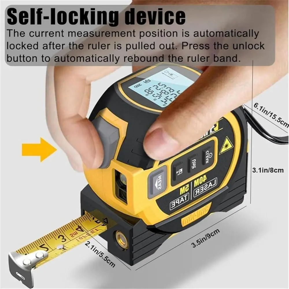 New 3 In 1 Laser Measure Tape Stainless Measure Digital Infrared Ruler 60m Digital Laser Distance Meter Tool