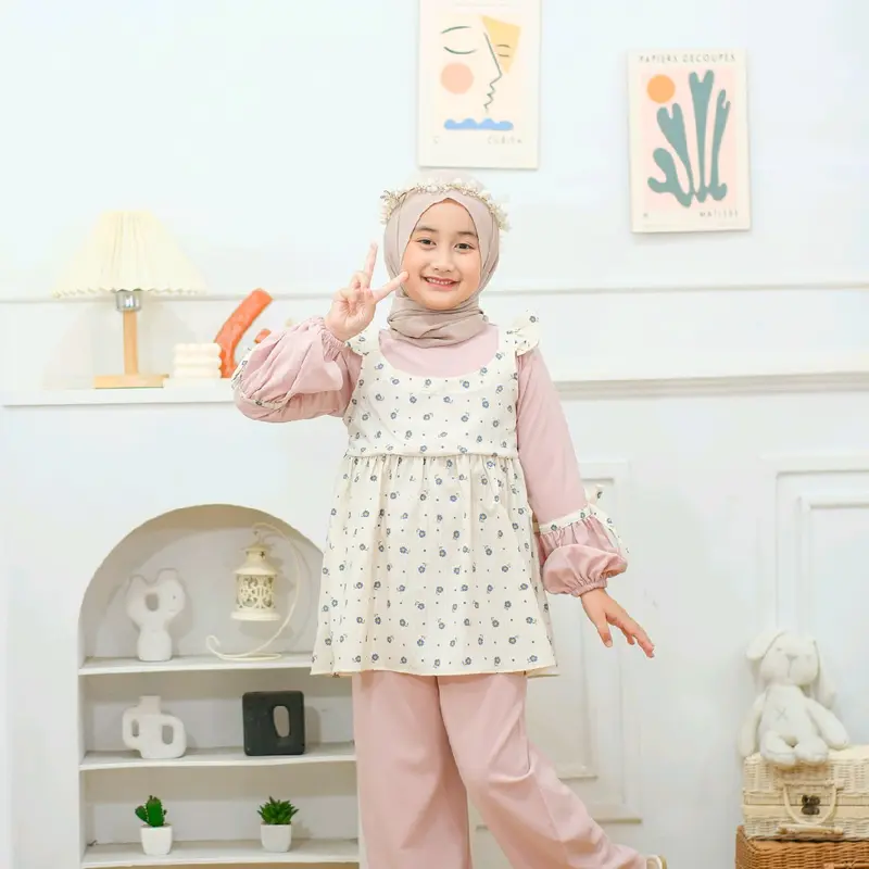 ONESET ANAK PEREMPUAN/ONESET ANAK MUSLIM/OOTDANAK PEREMPUAN/HIJAB ANAK PEREMPUAN/BAJU BAYI LUCU/HIJAB ANAK CANTIK 3