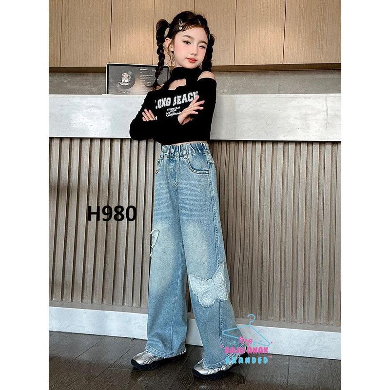 H980 Celana Kulot Butterfly Jeans Anak Perempuan Tanggung 3