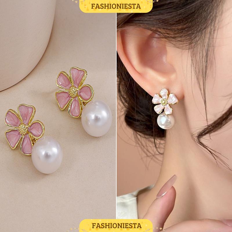 Anting-Anting Mutiara Bunga S925 Anti Karat Aksesoris Wanita Korea Style Fashion 0