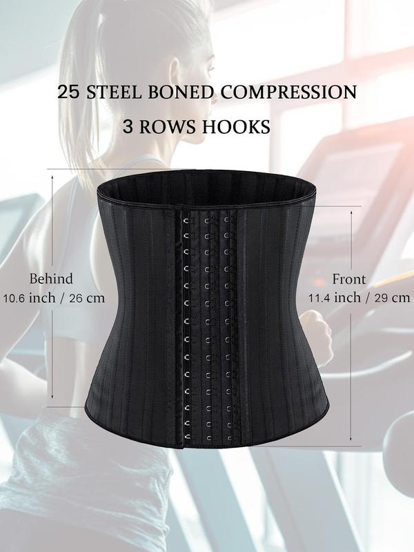 Women's Solid Hook & Eye Steel Boned Compression Shapewear Waist Trainer, Lady Comfort Tummy Control Corset Shaper, Waist Cincher for Women, Slimming Shaper 4