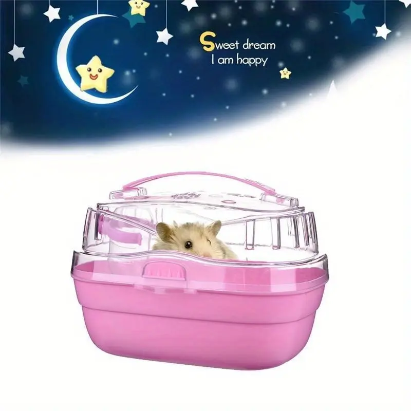 Rodents Transparent Hamster Cage Built-in Water Bottle Going Out