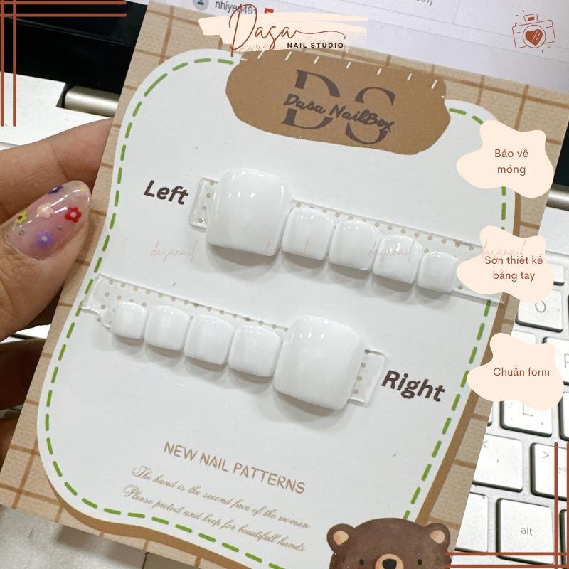 Móng chân giả NGẮN màu trắng BASIC nail box chân KHÔNG KÉN DA đơn giản thích hợp MANG HÀNG NGÀY tặng keo dán móng MC044 Làm Nail may homini thiết kế dành chân sơn trơn