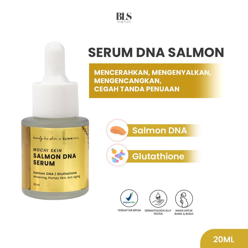 [Beuaty Lux Skin] DNA SALMON Mochi Skin Serum 20ml | Facial Serum Wajah Pencerah, Anti Aging, Mencegah Tanda Penuaan with Glutathione 2