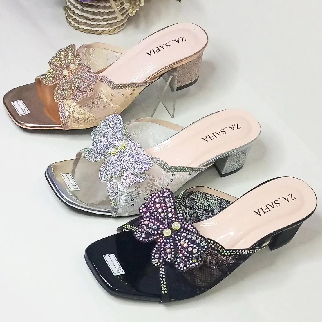 Za_SAFIA Sendal Heels Wanita Kekinian Hak Tatu 5cm SN21 Sandal Shoes Karet