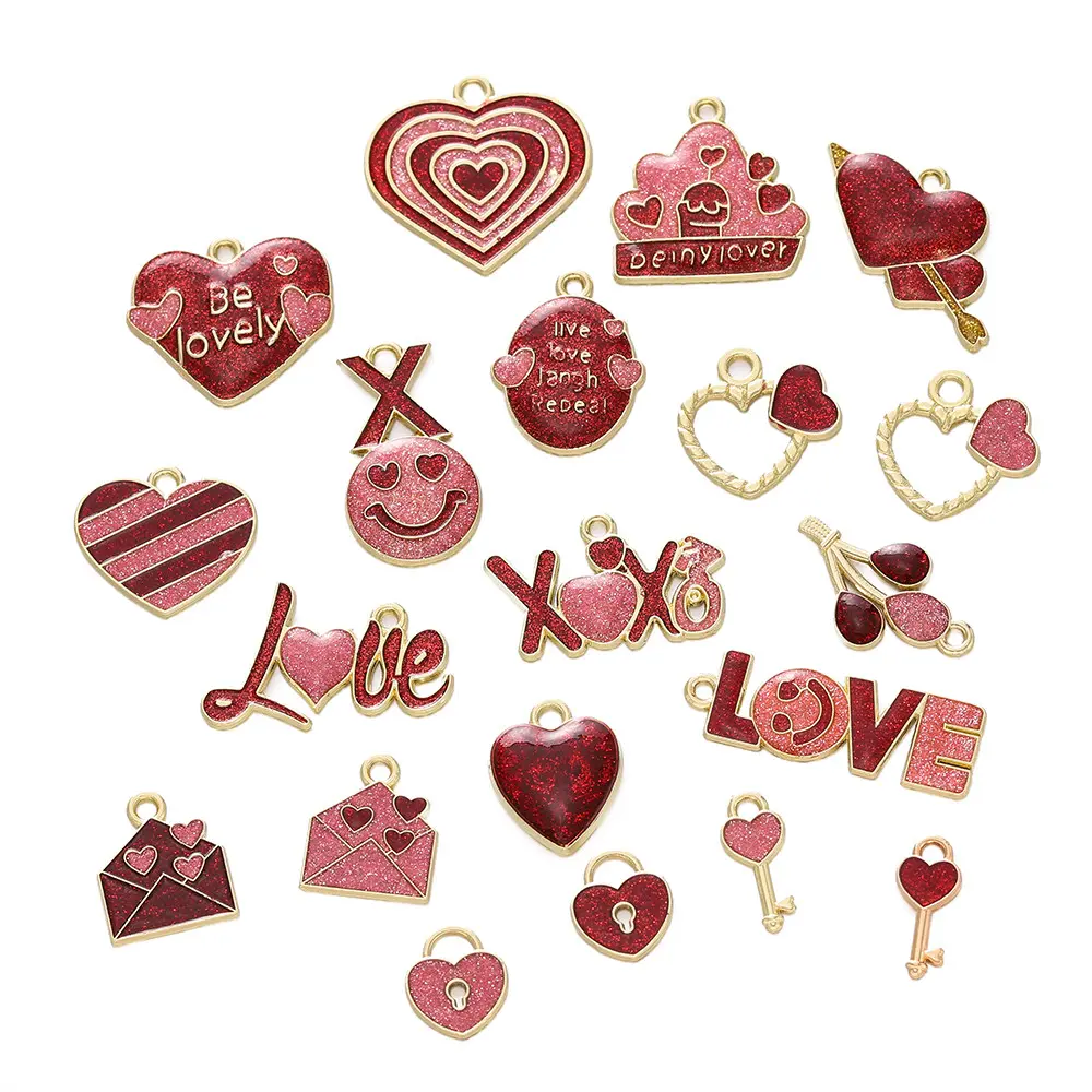 Loket Jantung Aloi, St. kunkka, 10Pcs, Gaya Hari Valentine, Loket Titisan Minyak, Sesuai untuk Hadiah Kekasih DIY Charms Jewelry