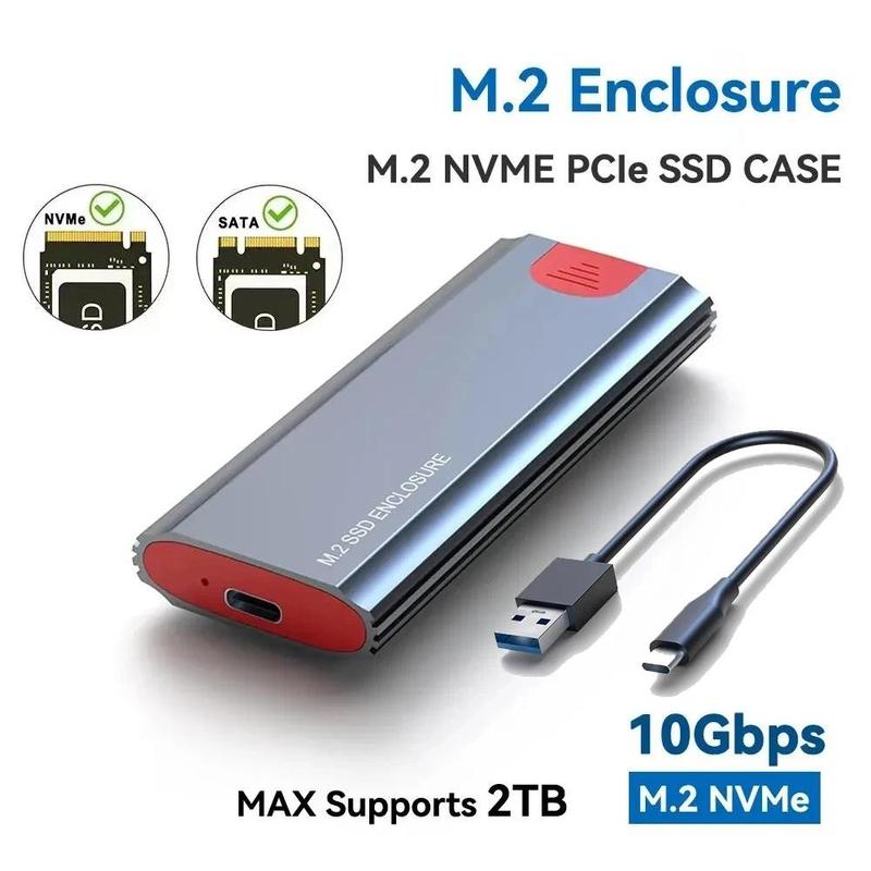Hộp đựng SSD SATA NVMe M2 Kebidumei Hộp SSD 10Gbps Tương thích với SSD M.2 NVME và NGFF Cáp loại A đến loại C Phụ kiện PC Thích hợp cho SSD M.2 2230 2242 2260 và 2280.