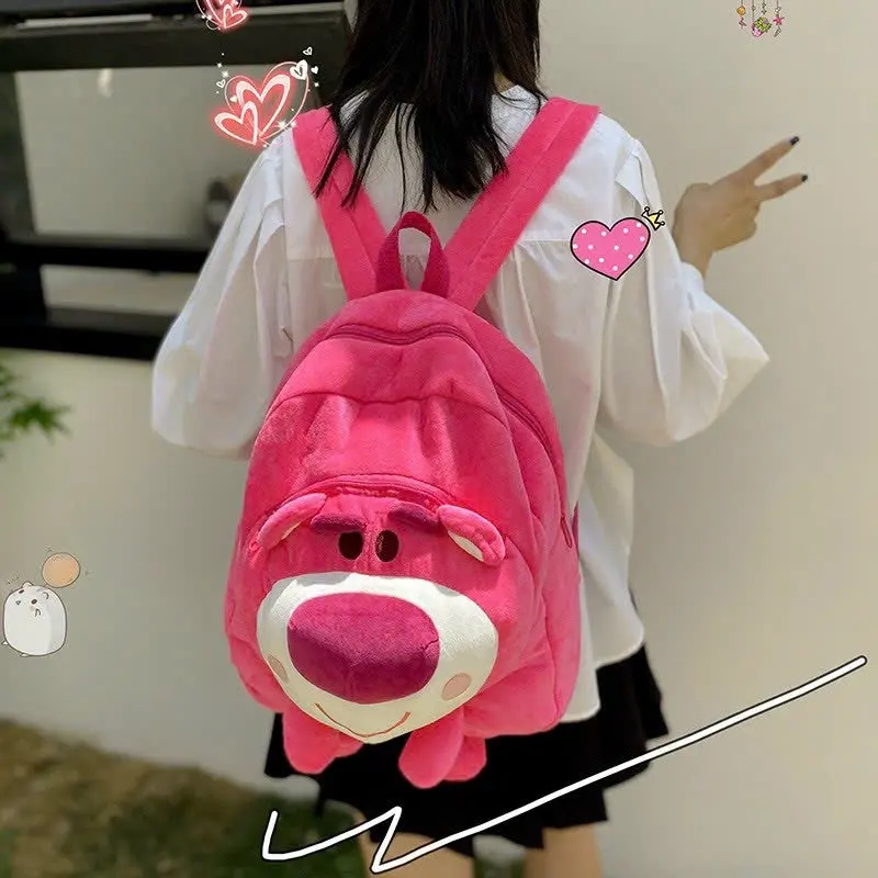 BaLô Gấu Dâu Lotso Size Lớn Đeo Vai Đi Học, Đi Chơi Màu Hồng Lông Mịn Siêu Dễ Thương Cá Tính Cao Cấp  Bền Backpack 1
