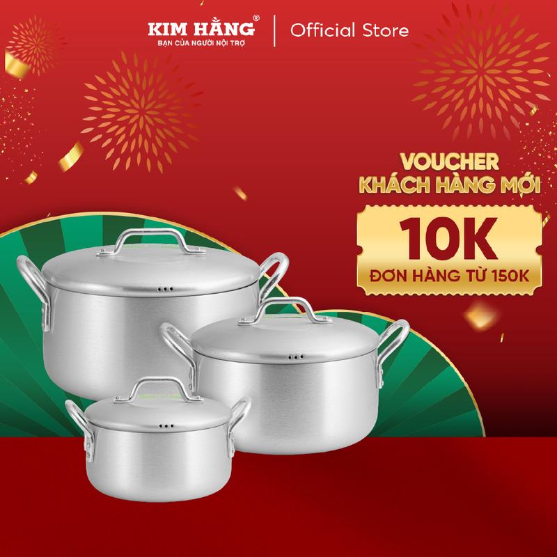 Bộ Nồi Nhôm Kim Hằng Xi Kiểu Nhật T3 Nhỏ (Size 16-20-24) - KHG0076