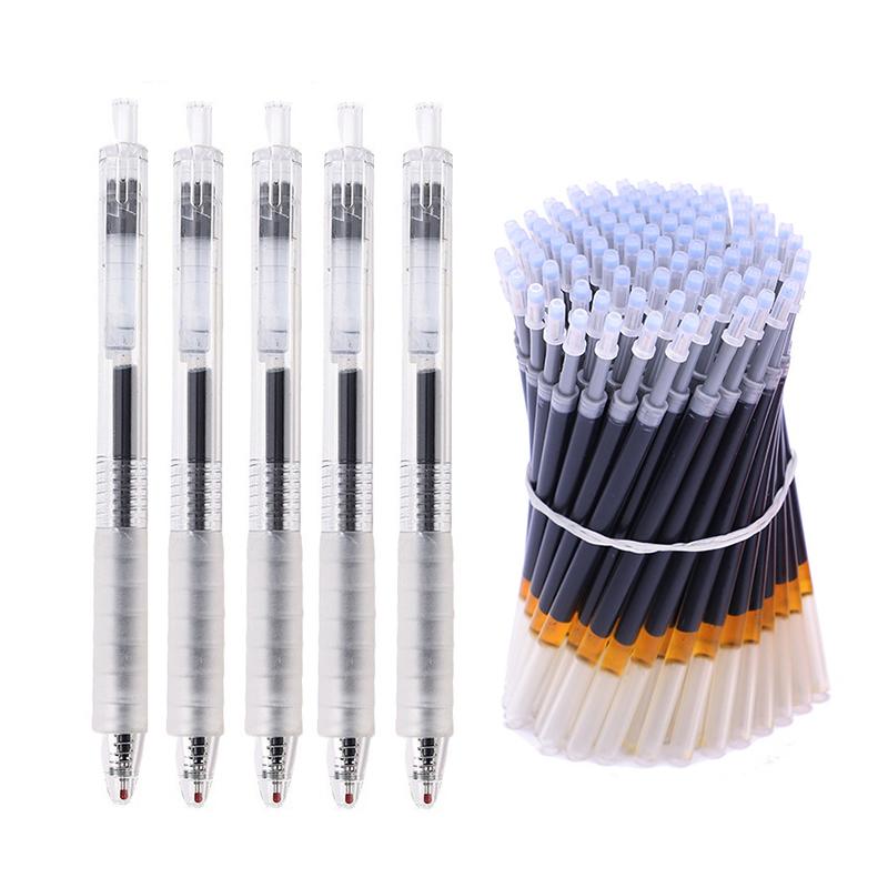 Bộ Bút Gel 5 Bút Và 50 Nạp 3 Bút Và 20 Nạp Rfills Mực Đen 0.5Mm Bút Bấm Tay Cầm Mềm Viết Trong Suốt Và Mịn Thích Hợp Cho Văn Phòng Và Trường Học Văn Phòng Phẩm Bút Thiết Kế Tối Giản