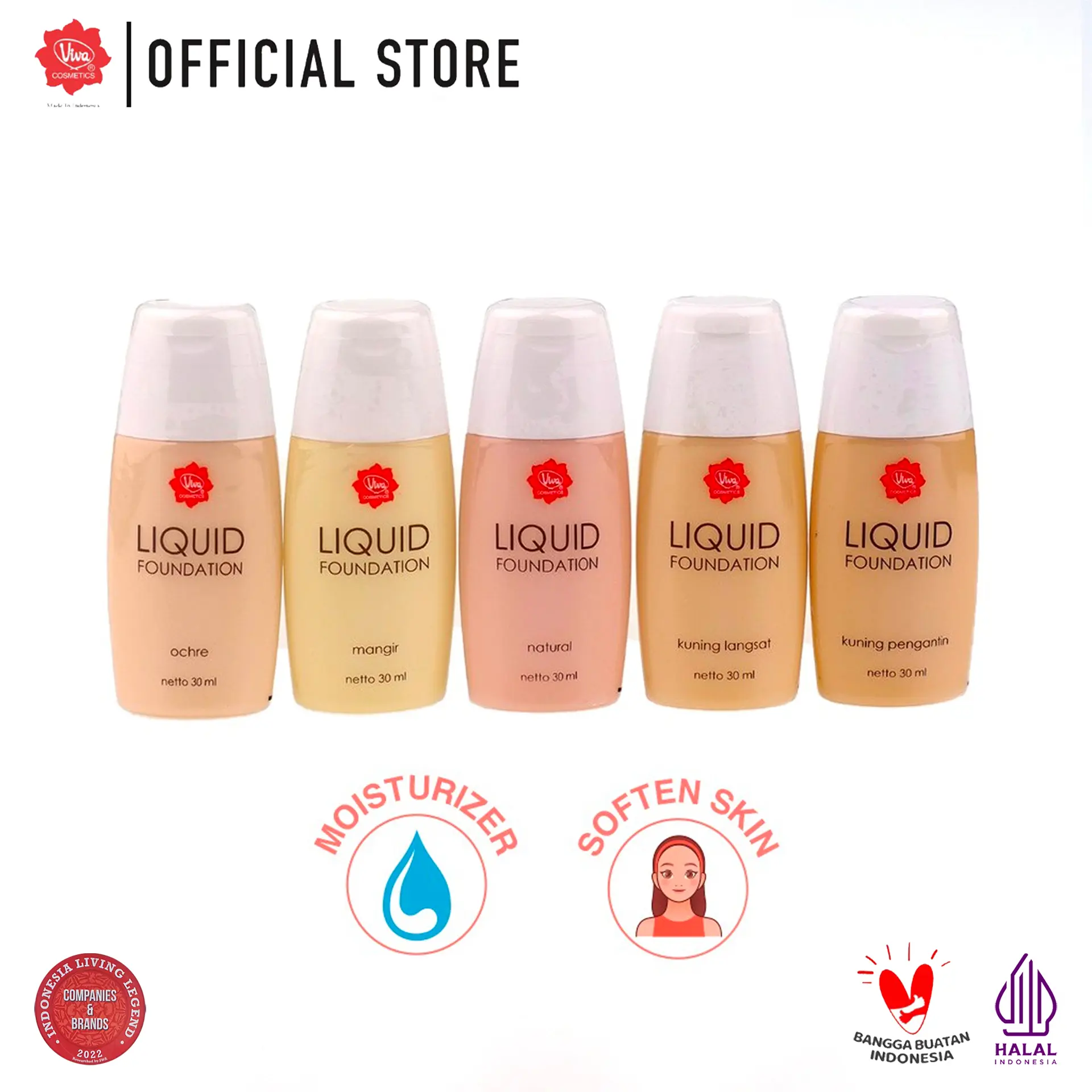 Viva Liquid Foundation 30 ml (Tersedia 5 Varian Warna)