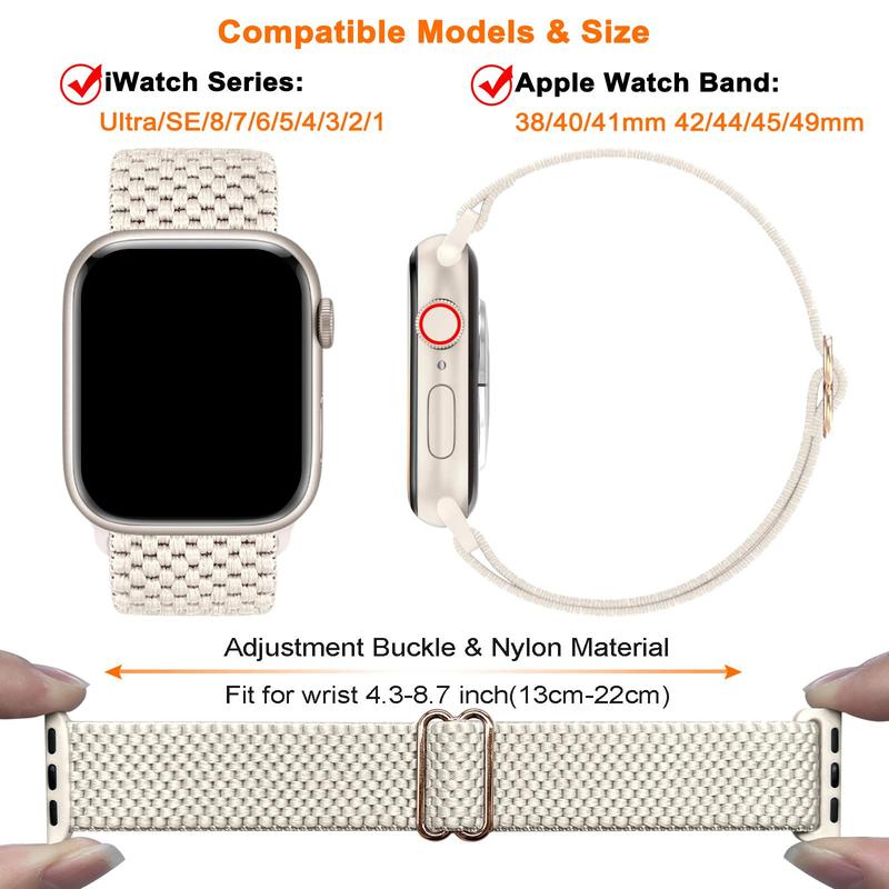 Stretchy Solo Loop Band for Apple Watch Band For Women Men, Water-resistant Sports Strap, Adjustable Sport Elastic Nylon Strap For iWatch Series, Boyfriend Gift 2