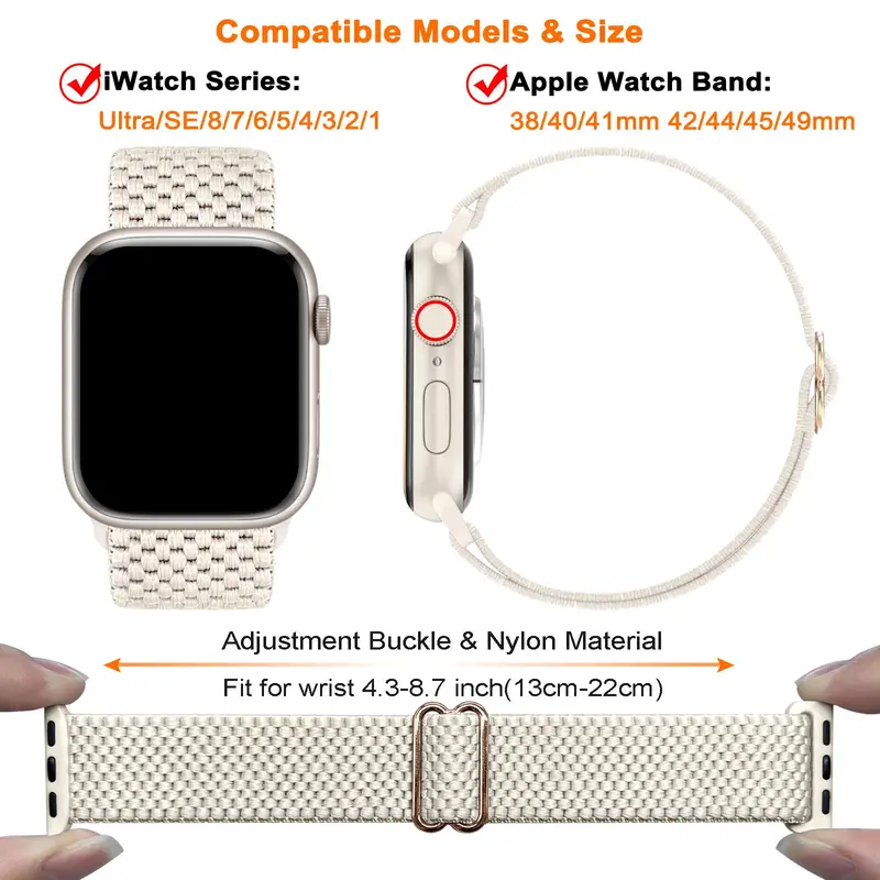 Stretchy Solo Loop Band for Apple Watch Band For Women Men, Water-resistant Sports Strap, Adjustable Sport Elastic Nylon Strap For iWatch Series, Boyfriend Gift 1