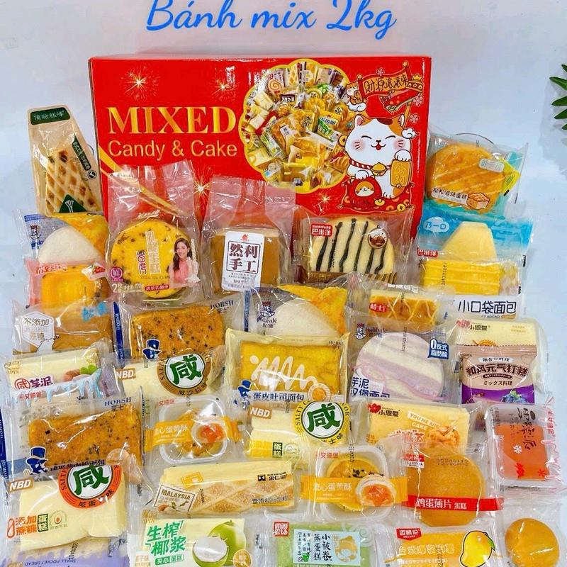 Bánh Mix Đài Loan Thùng 2,3kg cân cả thùng Mix Đủ Các Vị Bánh Thơm Ngon ngày in trên vỏ bao bì là ngày sản xuất Cake Ăn Vặt Thức Ăn | hophopfood
