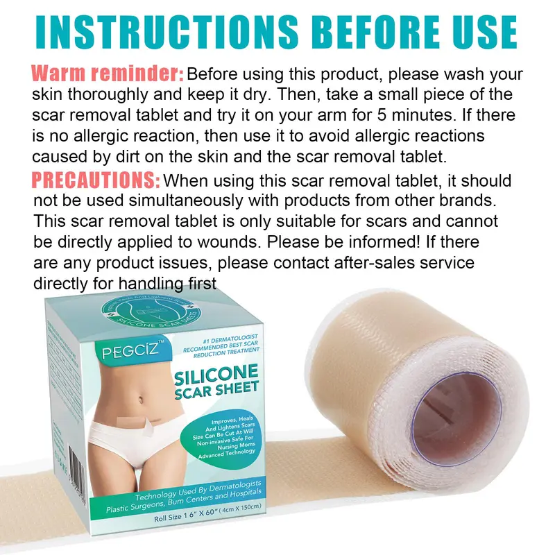 Silicone Scar Sheet, Reusable Scar Sheets, Professional Scar Removal Tool for C-section, Surgery, Burn, Keloid, Acne, Skincare Tools, Korean Skincare Products, Improves, Scar Gel 4