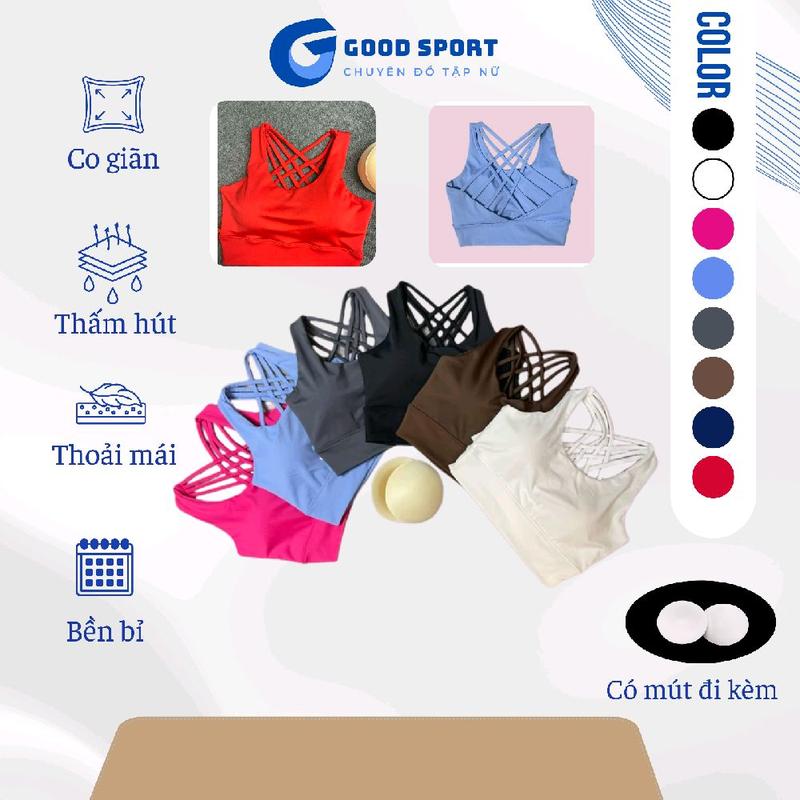 Áo Bra Tập Gym Yoga Aerobic Nữ Crotop Form Mẫu Mới Đen - Tim, Tập Thể Dục, Sport