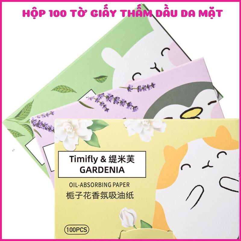Hộp 100 Tờ Giấy Thấm Dầu Nhờn Thừa Trên Da Mặt Timifly