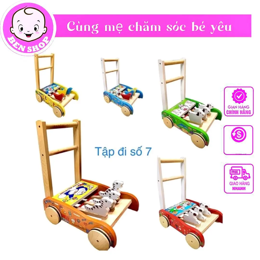 Xe tập đi lốc cốc bằng gỗ cho bé hiệu Song Son cao cấp, xe lốc cốc cho Trẻ mới tập đi